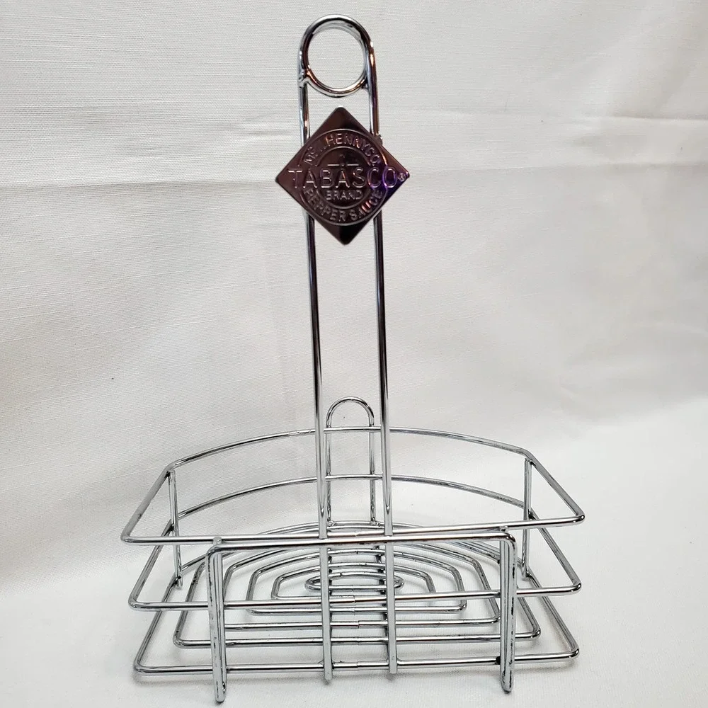 🔥Tabasco Hot Pepper Sauce‎ Chrome Condiment Caddy Holder Table Top Restaurant